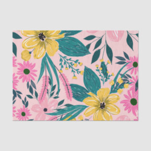 roze gele bloemen tissuepapier