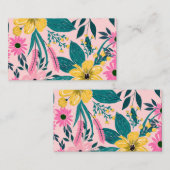  roze gele bloemen visitekaartje (Voorkant / Achterkant)