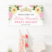 Roze & Gele Bloemen Welkom Sweet Sixteen Spandoek (Insitu)