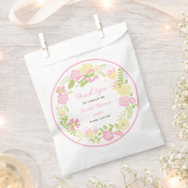 Roze & Gele Bloemenkrans Bruidsdouche Bedankzakje