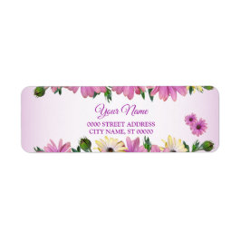 Roze Gele Bloemige Rustieke Huwelijks Retouradres Etiket
