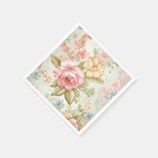 Roze Gele Bloemige Servetten (Hoek)