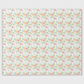  roze gele bloemige Waterverf Cadeaupapier (Vlak)