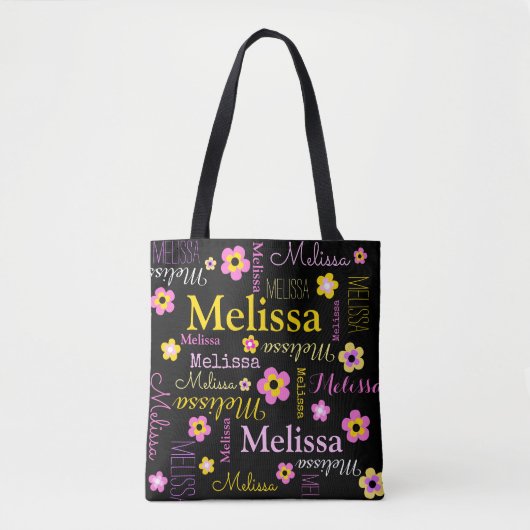 Roze gele bloemnaam Melissa canvas tas (Voorkant)