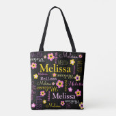 Roze gele bloemnaam Melissa canvas tas (Achterkant)