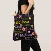 Roze gele bloemnaam Melissa canvas tas (Dichtbij)