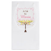 Roze & Gele Bloemvogel Baby shower Dank u Klein Cadeauzakje (Achterkant)