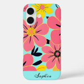 Roze & Gele Bloesems op Sky Blue-Dopamine Style Case-Mate iPhone Case (Achterkant)