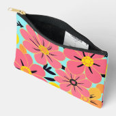 Roze & Gele Bloesems op Sky Blue-Dopamine Style Etui (Open)