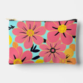 Roze & Gele Bloesems op Sky Blue-Dopamine Style Etui (Voorkant)