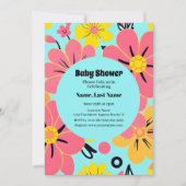 Roze & Gele Bloesems op Sky Blue - Dopamine Style Kaart (Voorkant)