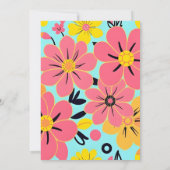 Roze & Gele Bloesems op Sky Blue - Dopamine Style Kaart (Achterkant)
