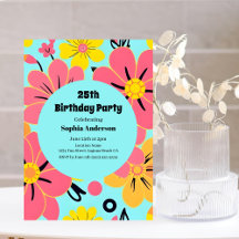 Roze & Gele Bloesems op Sky Blue - Dopamine Style