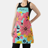 Roze & Gele Bloesems op Sky Blue-Dopamine Style Schort (Insitu)