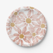 Roze Gele Boho Wild Daisies Papieren Bordje (Voorkant)