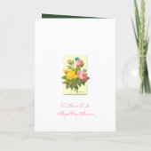 Roze gele botanische Rozen Aangepaste uitnodiging (Achterkant)