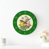 Roze gele botanische Rozen met nummerklok Grote Klok (Huis)