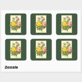 Roze gele botanische Rozen ticker Vierkante Sticker (Vel)