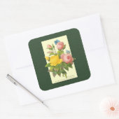 Roze gele botanische Rozen ticker Vierkante Sticker (Envelop)