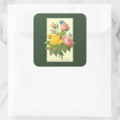 Roze gele botanische Rozen ticker Vierkante Sticker (Tas)