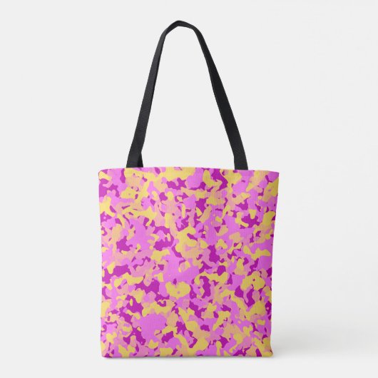 Roze gele Camouflage Camopatroon Tote Bag (Achterkant)