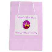 Roze gele Cattleya Orchid Moederdag Gift Bag Medium Cadeauzakje (Achterkant)