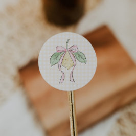 Roze & Gele Citroen Boog Baby Shower Ronde Sticker