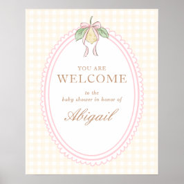 Roze & Gele Citroen Boog Baby Shower Welkom Bord Poster
