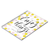 Roze & Gele Confetti Geniet van de kleine dingen Notitieboek (Linkerzijde)