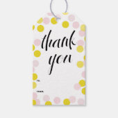 Roze & Gele Confetti Polka Dots Bedankt Cadeaulabel (Voorkant)