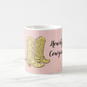Roze Gele Cowgirl Laarzen Koffiemok