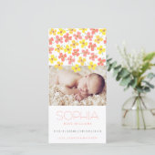 Roze gele dagen babymeisje bekendmaking aankondiging (Staand voorkant)