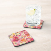 Roze Gele Daglelies Bier Onderzetter (Rechterzijde)