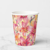 Roze Gele Daglelies Papieren Bekers (Achterkant)