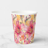 Roze Gele Daglelies Papieren Bekers (Rechts)