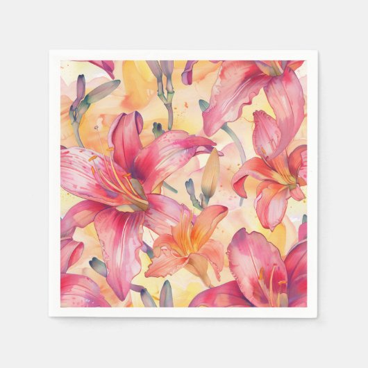 Roze Gele Daglelies Servet (Voorkant)