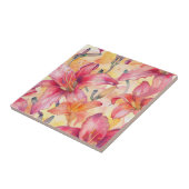 Roze Gele Daglelies Tegeltje (Zijkant)