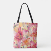 Roze Gele Daglelies Tote Bag (Achterkant)