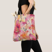 Roze Gele Daglelies Tote Bag (Dichtbij)