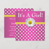 Roze gele dagvaarding Baby shower Kaart (Voorkant / Achterkant)
