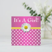 Roze gele dagvaarding Baby shower Kaart (Staand voorkant)