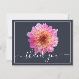 Roze Gele Dahlia Marine Achtergrond Bedankt Briefkaart