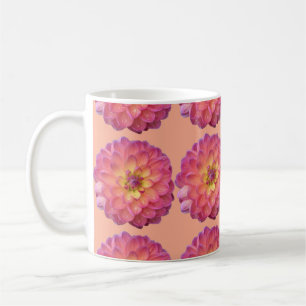 Roze & Gele Dahlia Patroon Koffiemok