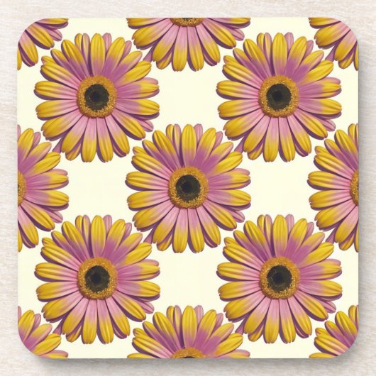 Roze Gele Daisies Onderzetter Set (Voorkant)