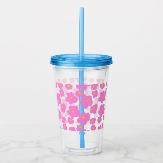 Roze gele daisy bloem moderne elegante patroon acryl drinkbeker (Voorkant)