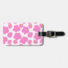 Roze gele daisy bloem moderne elegante patroon bagagelabel