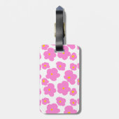 Roze gele daisy bloem moderne elegante patroon bagagelabel (Achterkant verticaal)