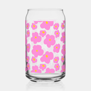 Roze gele daisy bloem moderne elegante patroon blikvorm glas