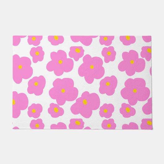 Roze gele daisy bloem moderne elegante patroon deurmat (Voorkant)