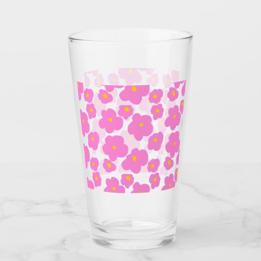 Roze gele daisy bloem moderne elegante patroon glas (Voorkant)